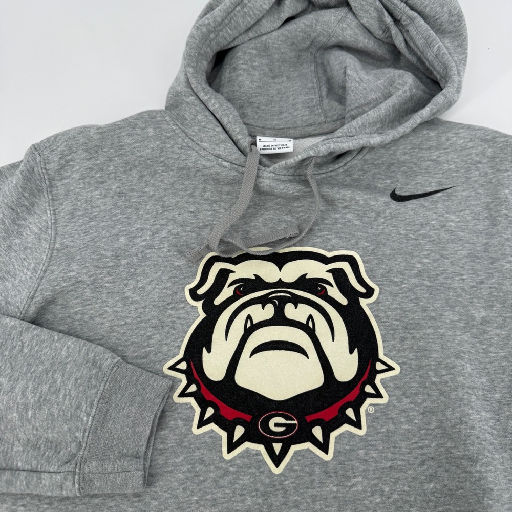 Nike Georgia Bulldogs UGA Mens Medium Gray Fleece Hoodie Pullover Sweatshirt - Picture 7 of 11